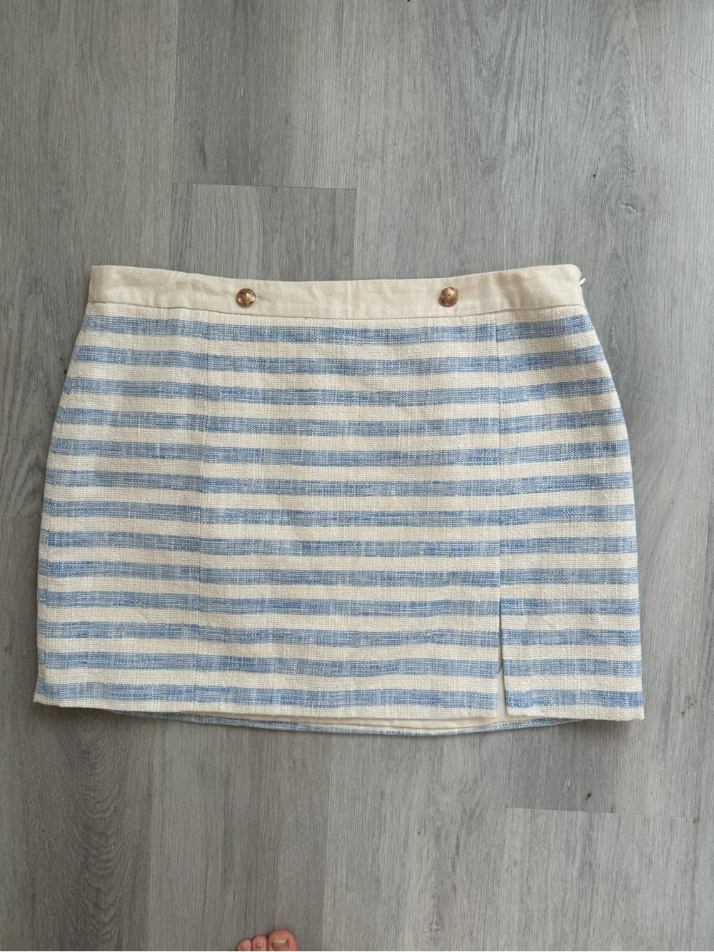 Avec Les Filles Anthropologie Striped Blue White Mini Skirt XL